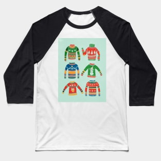 Vintage Ugly Christmas Sweaters: Mint Green Edition Baseball T-Shirt